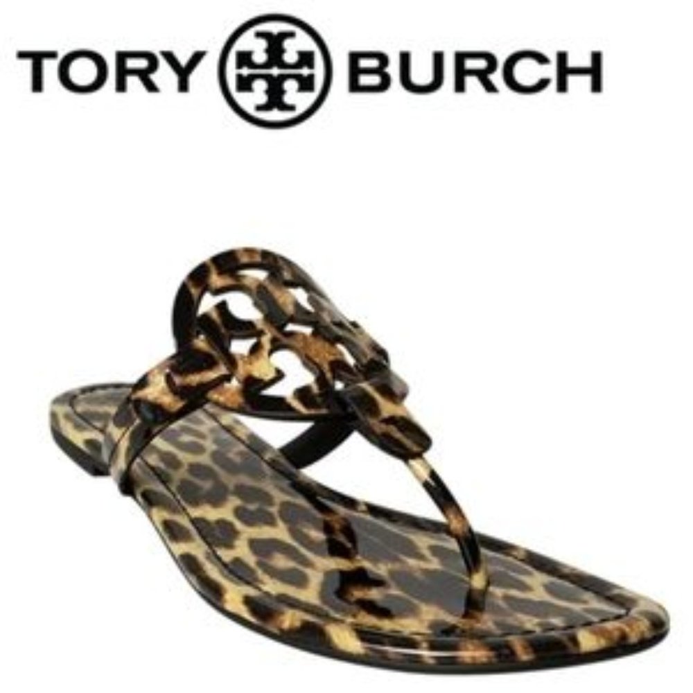 Auth Tory  Burch Miller Leopard Print Sandal - 8